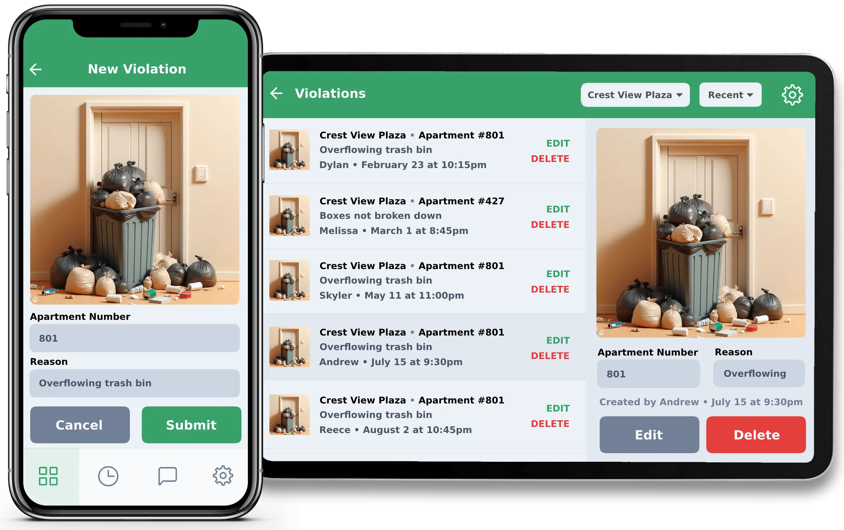 Violation management demo